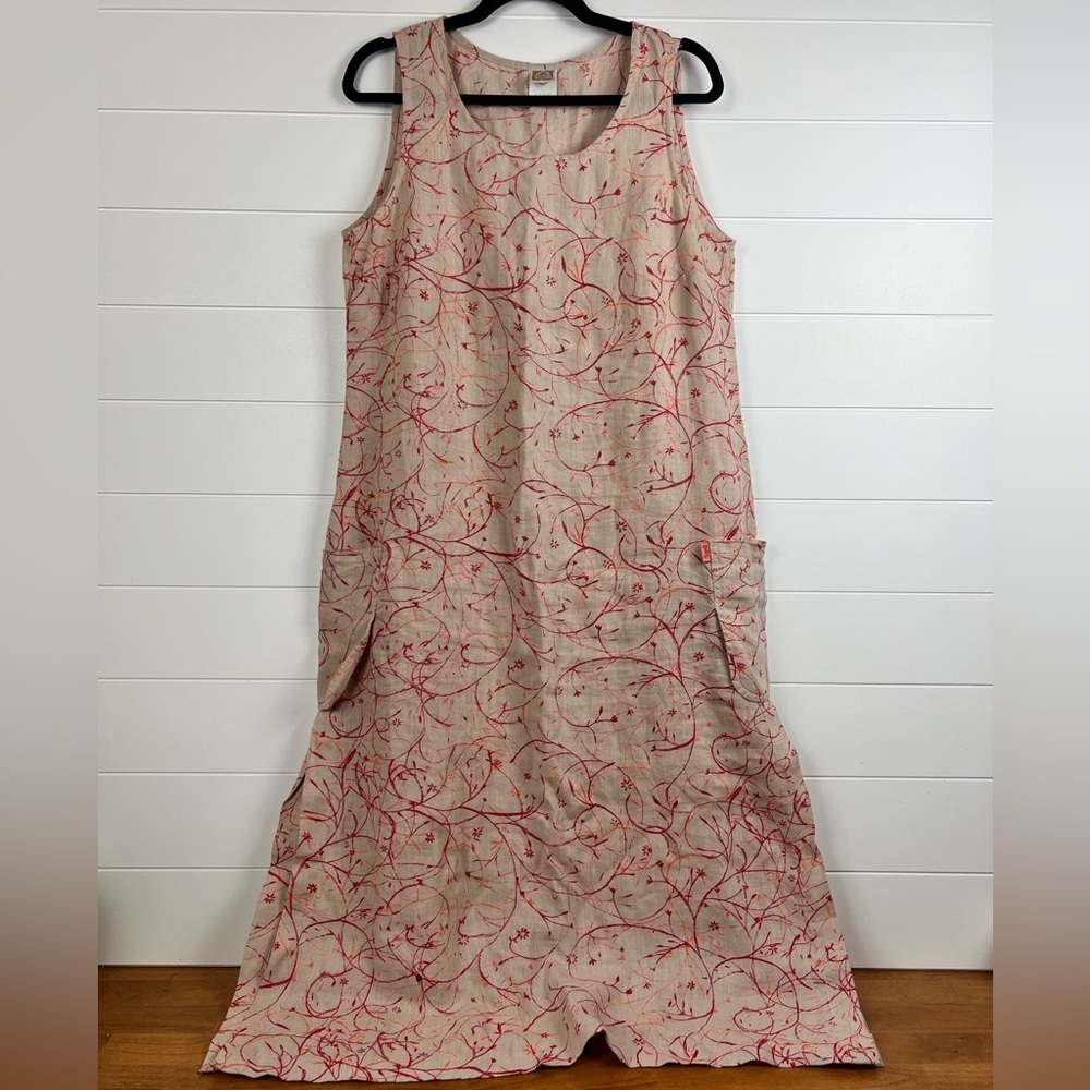 Oilily linen maxi dress with pockets size large flowy floral comfy summer